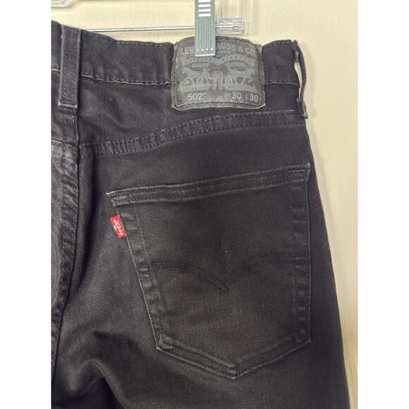 Levis 502 Jeans Men 30"x30" (27 Actual Inseam) Black Taper Fit Pants Native Cali - Picture 6 of 10